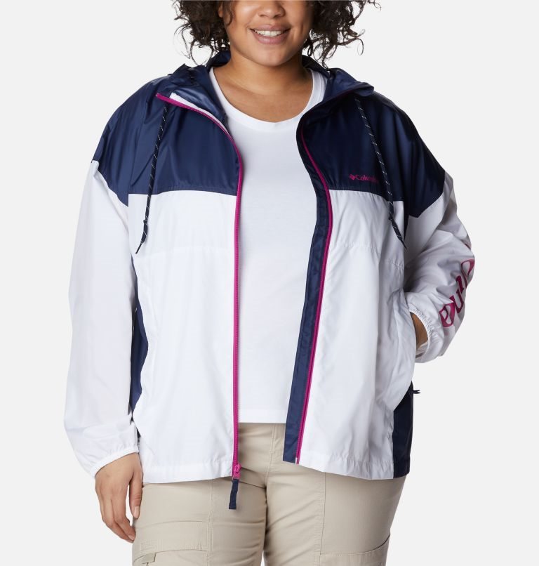 Women's Columbia Flash Challenger Novelty Windbreaker Jackets White / Navy | Plus Size CA-OL416